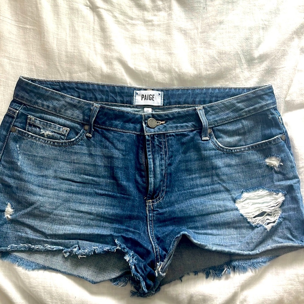 Paige dark denim shorts